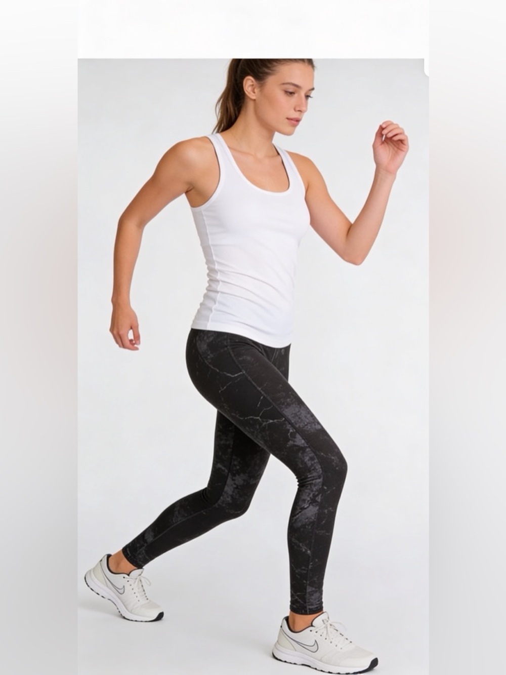 Danskin Black Marble-Print Active Leggings